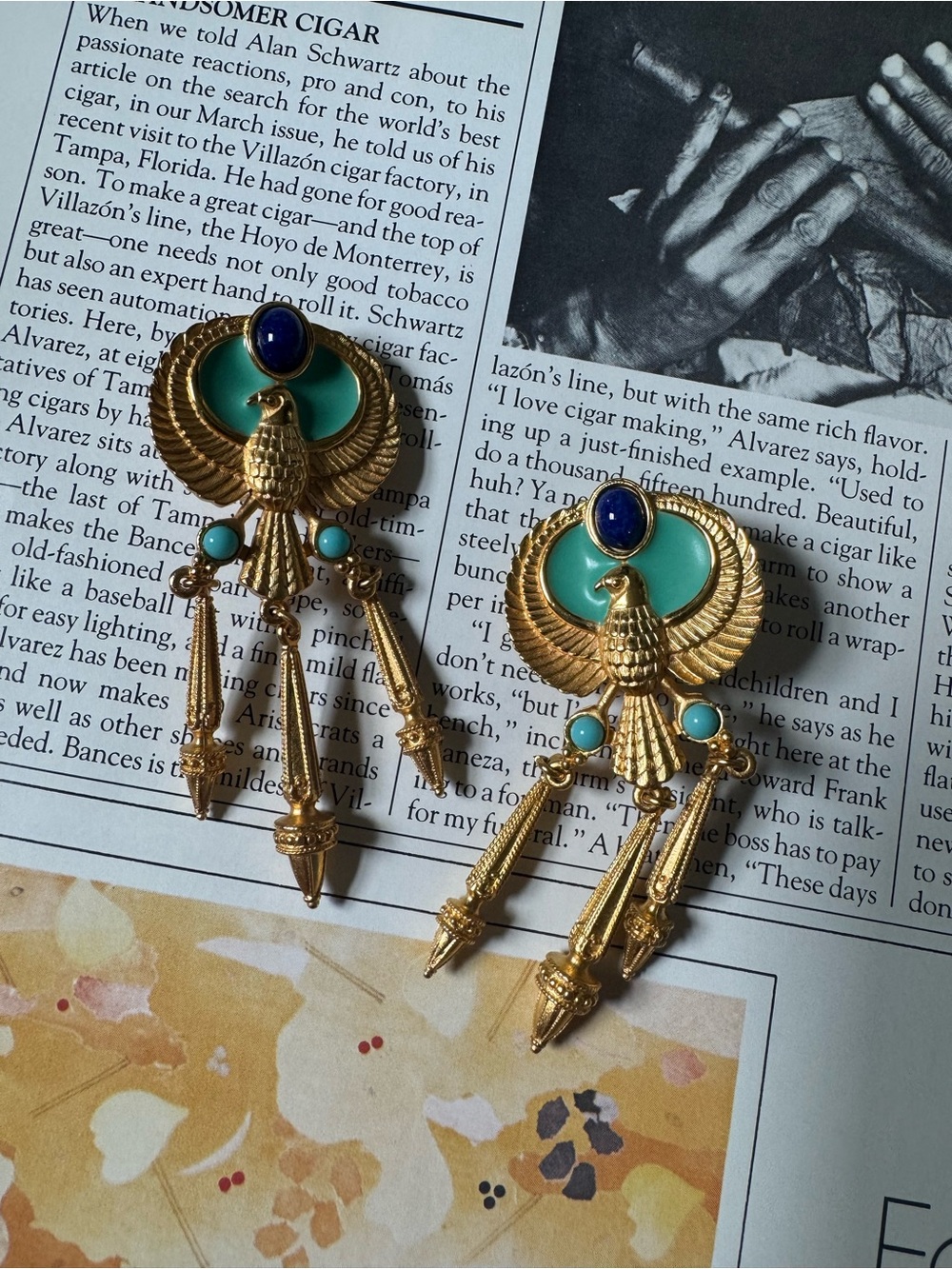 Elizabeth Taylor Avon Egyptian Revival Clip on Earrings